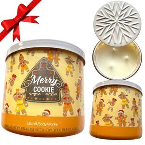 NWT Bath & Body Works 3-Wick Scented Candle – Merry Cookie 🍪🎄